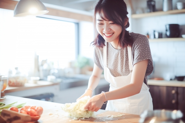 自炊する女性